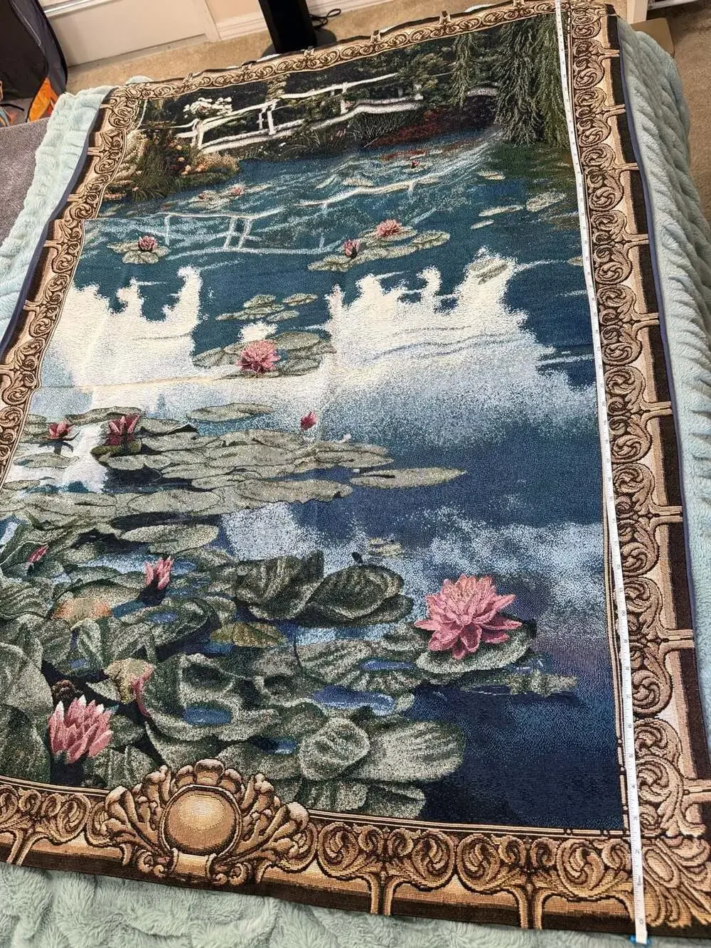 Claude Monet Water Lilies Giverny Style Woven Jacquard Wall Tapestry